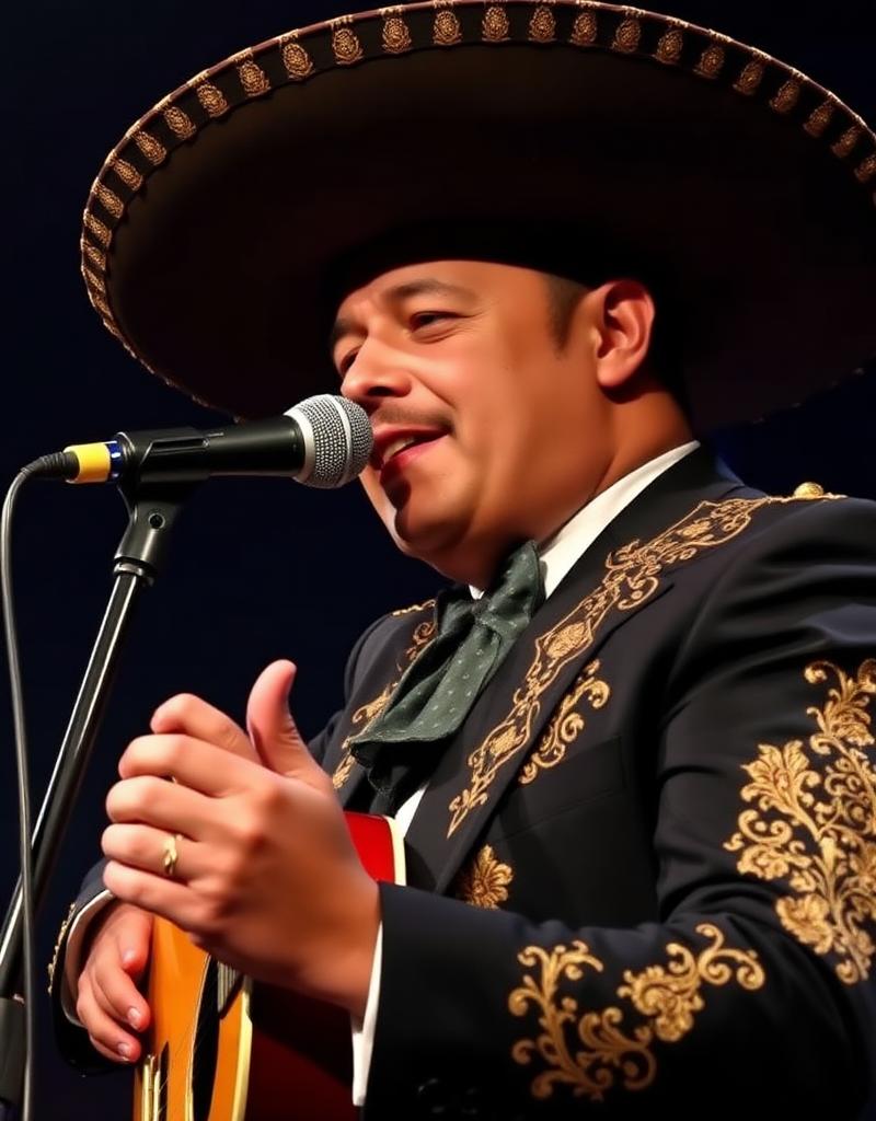 Charro cantando en micrófono